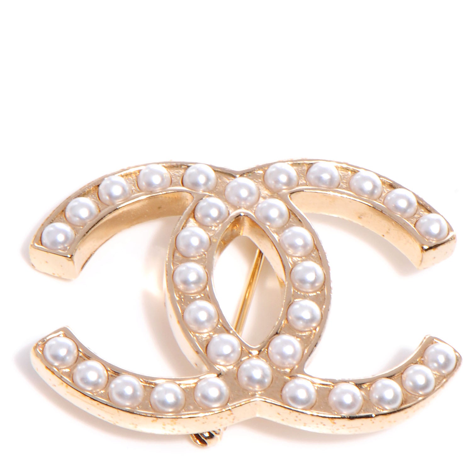 Chanel CC Pearl Brooch Pin Gold 1 of 5