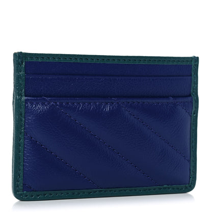 Gucci Azalea Calfskin Matelasse Diagonal Enamel Torchon GG Marmont Card Holder Imperial Blue Pavone 3 of 8