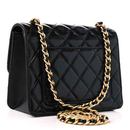 Chanel Shiny Lambskin Quilted Mini Flap Black 3 of 10