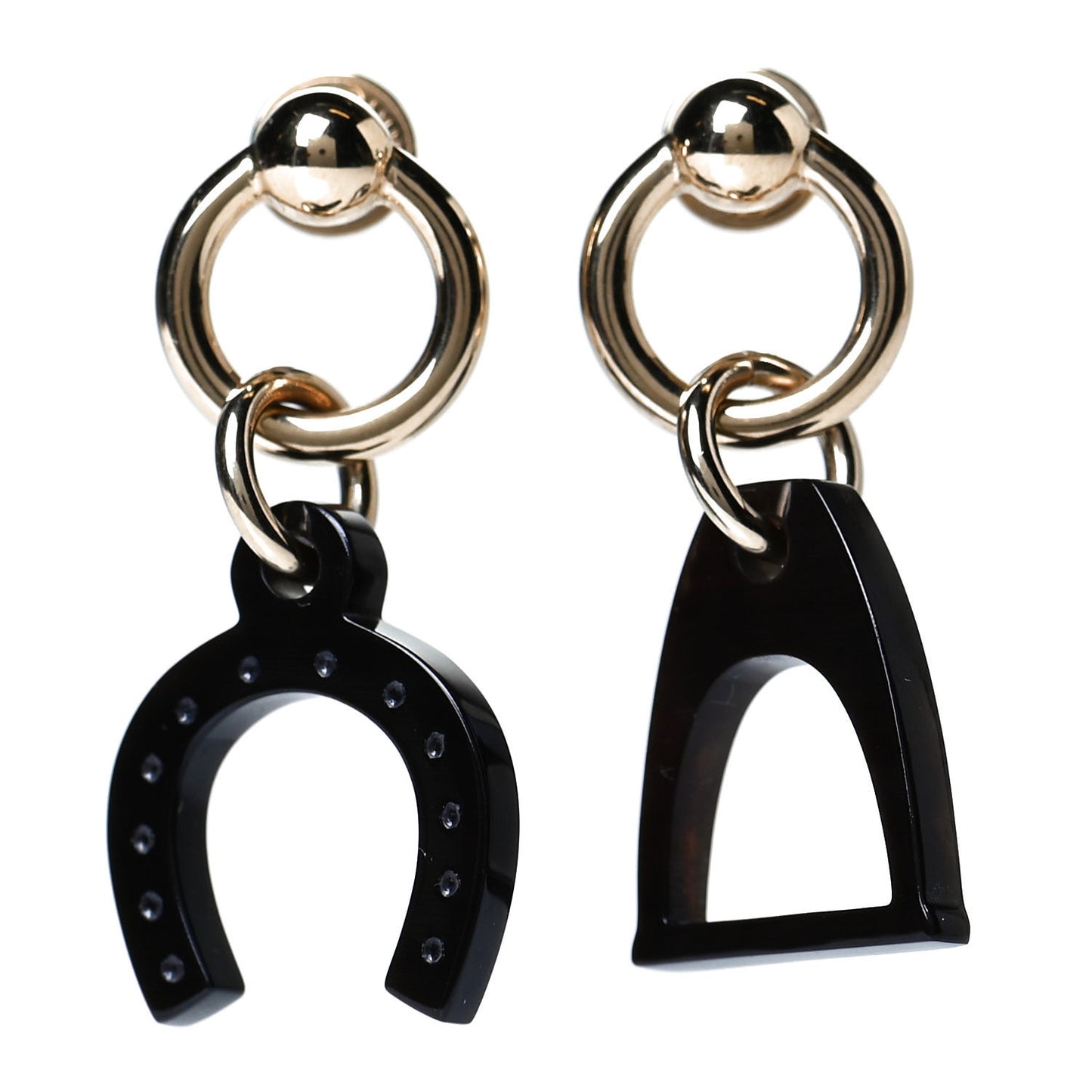 Permabrass Buffalo Horn Amulettes Equestre Earrings Black