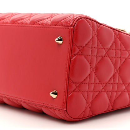 Christian Dior Lambskin Cannage Medium Lady Dior Red 9 of 12