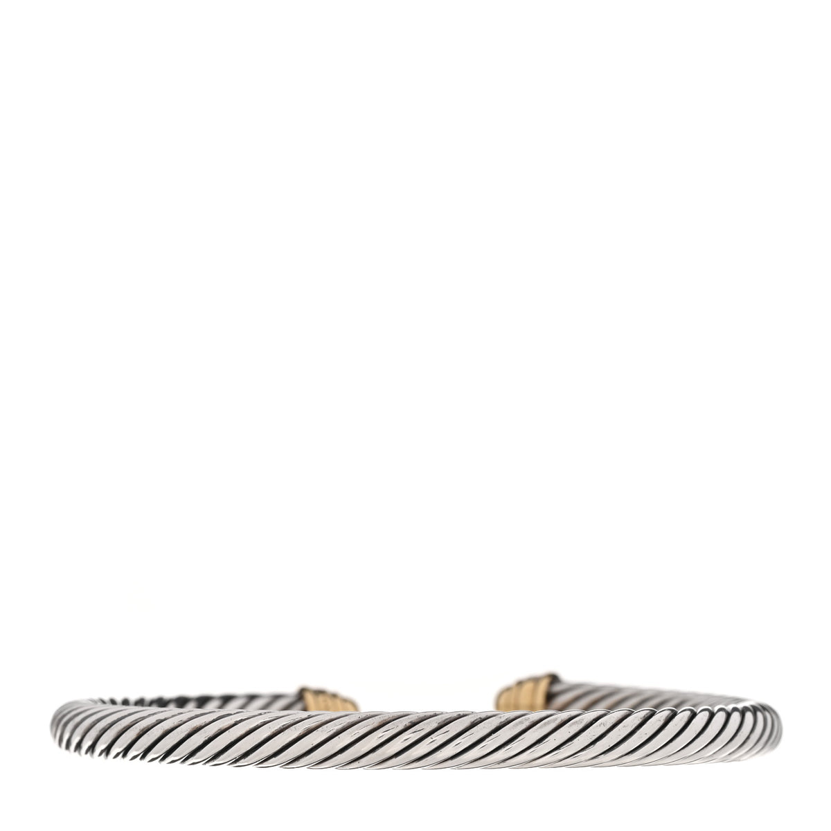 David Yurman Sterling Silver 18K Yellow Gold Diamond 5mm Dome Cable Classics Bracelet 2 of 3