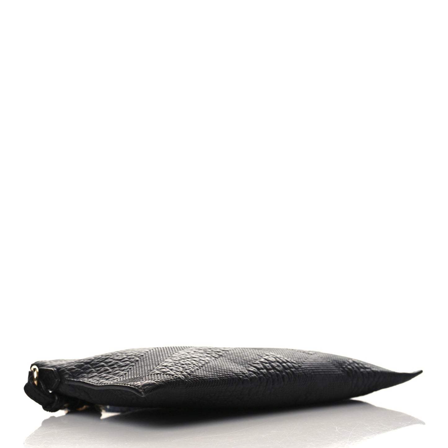Signature Grain Calfskin Check Embossed Peyton Crossbody Clutch Bag Black
