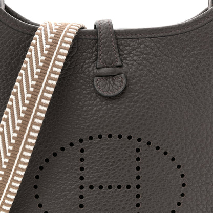 Hermes Taurillon Clemence Amazone Sangle Cavale Evelyne TPM Ebene Gris Pale Etoupe 8 of 10