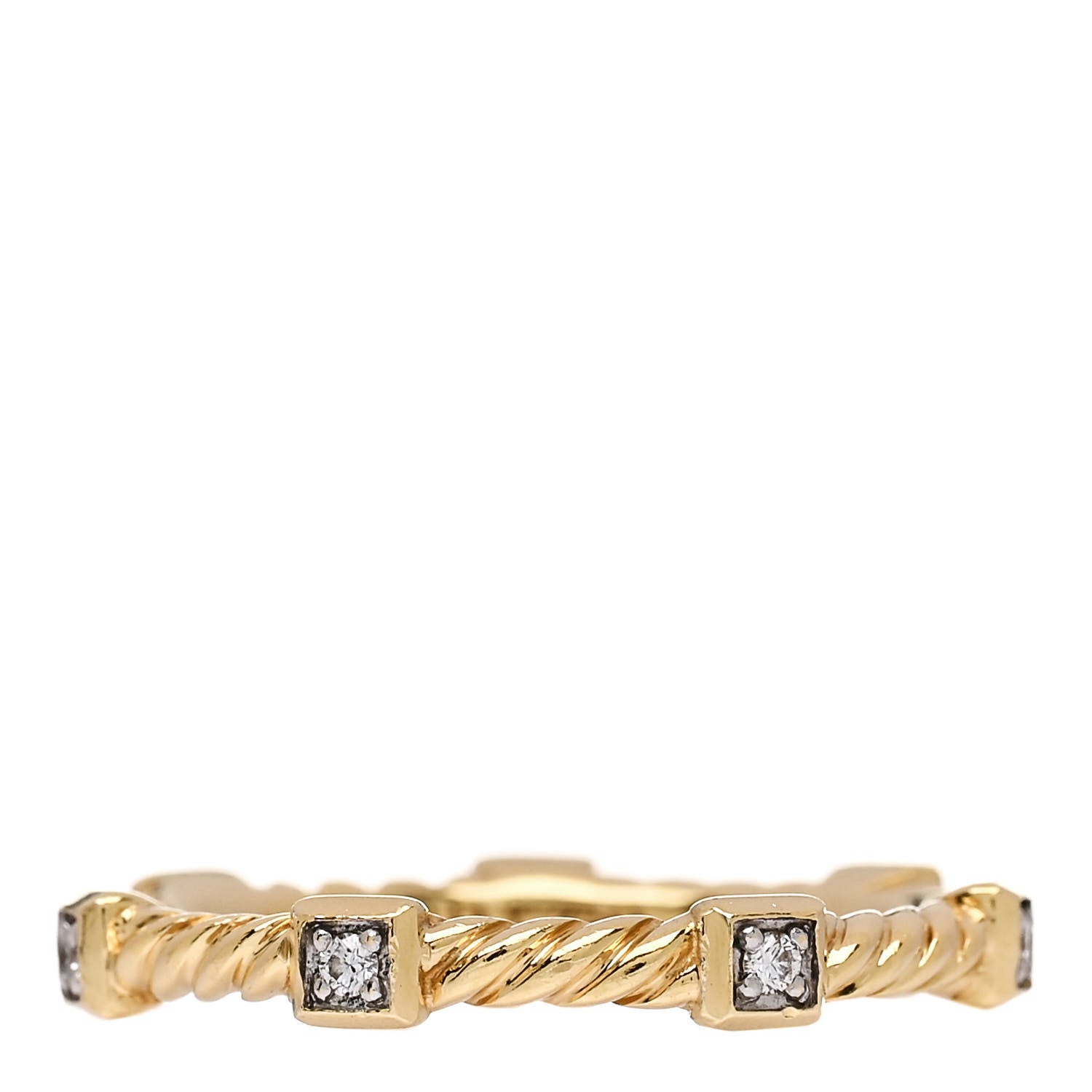 David Yurman 18K Yellow Gold Diamond Cable Collectibles Stack Ring 51 5.75 1 of 4