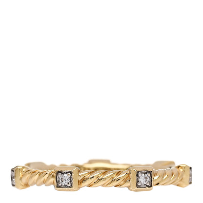 David Yurman 18K Yellow Gold Diamond Cable Collectibles Stack Ring 51 5.75 1 of 4
