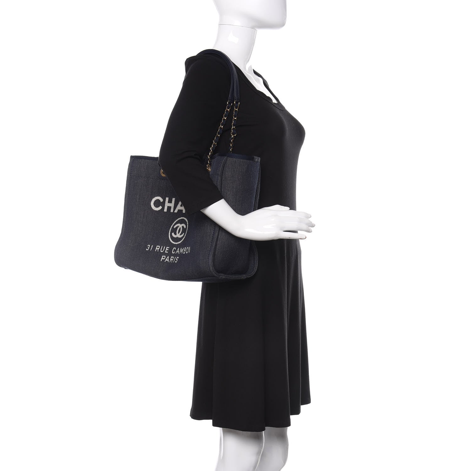 Chanel Denim Small Deauville Tote Dark Blue 2 of 11