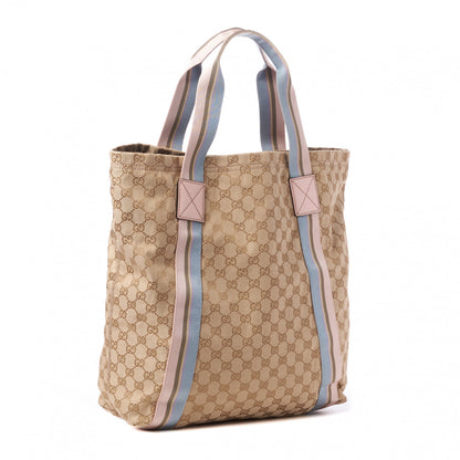 Gucci GG Monogram Medium Web Handle Vertical Tote Pink Blue 2 of 9