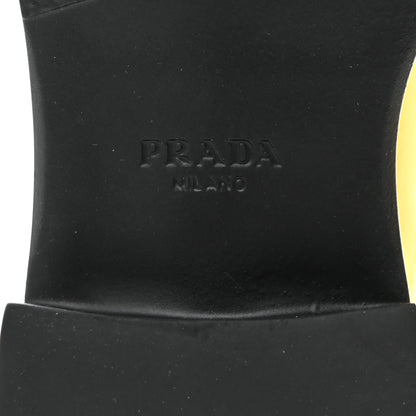 Prada Metallic Brushed Calfskin Metal Triangle Logo 50mm Loafers 39.5 Platino 8 of 8