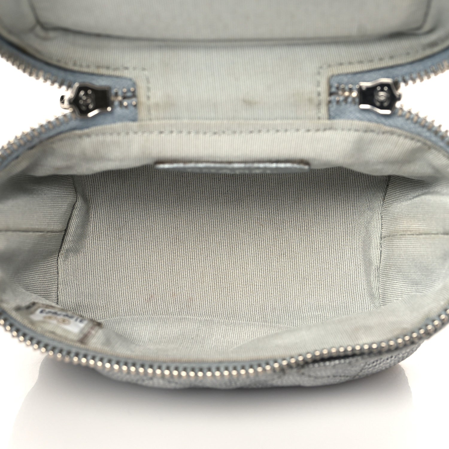 Chanel Metallic Caviar Quilted Mini Top Handle Vanity With Chain Silver 5 of 10