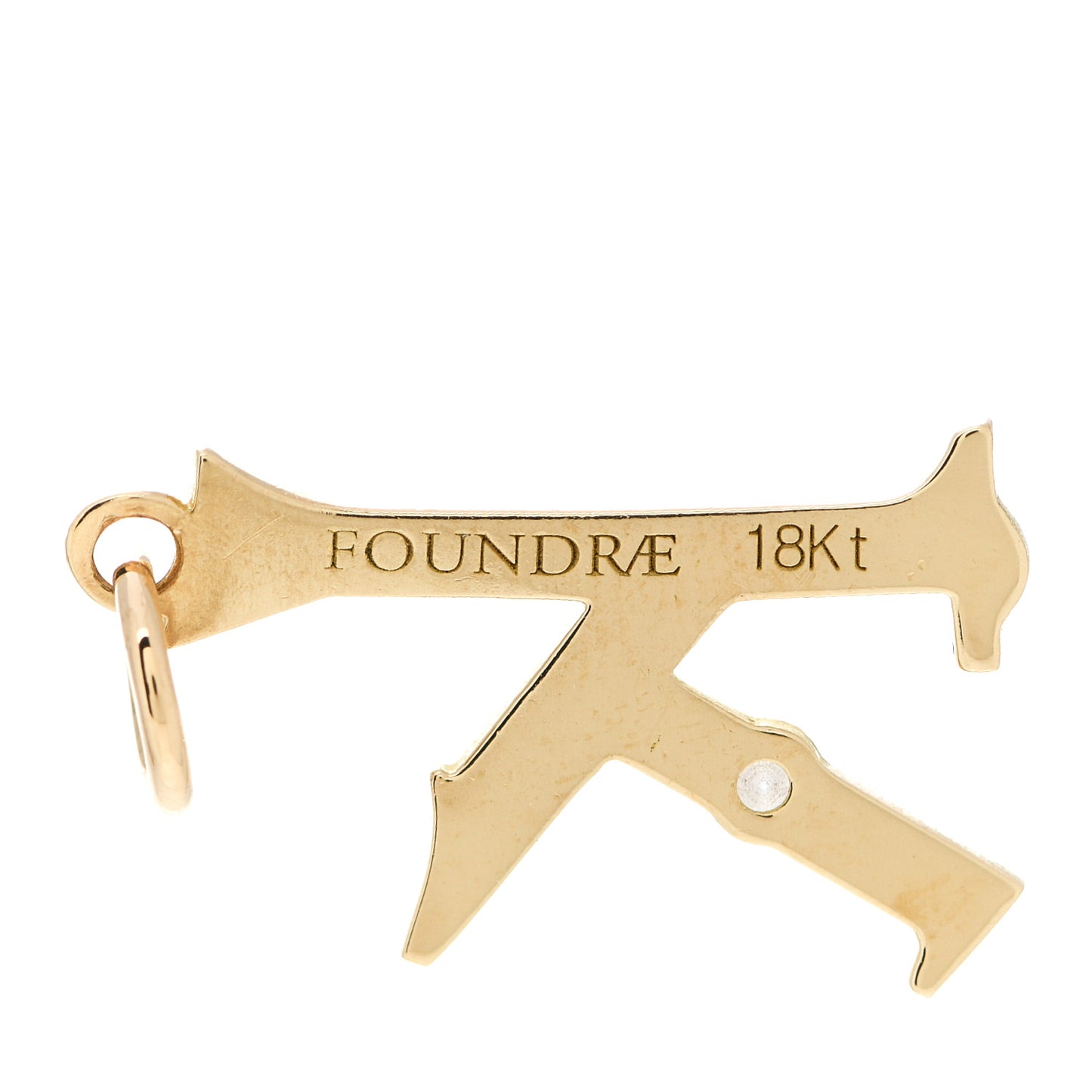 18K Yellow Gold Diamond Enamel Point Initial K Charm Red