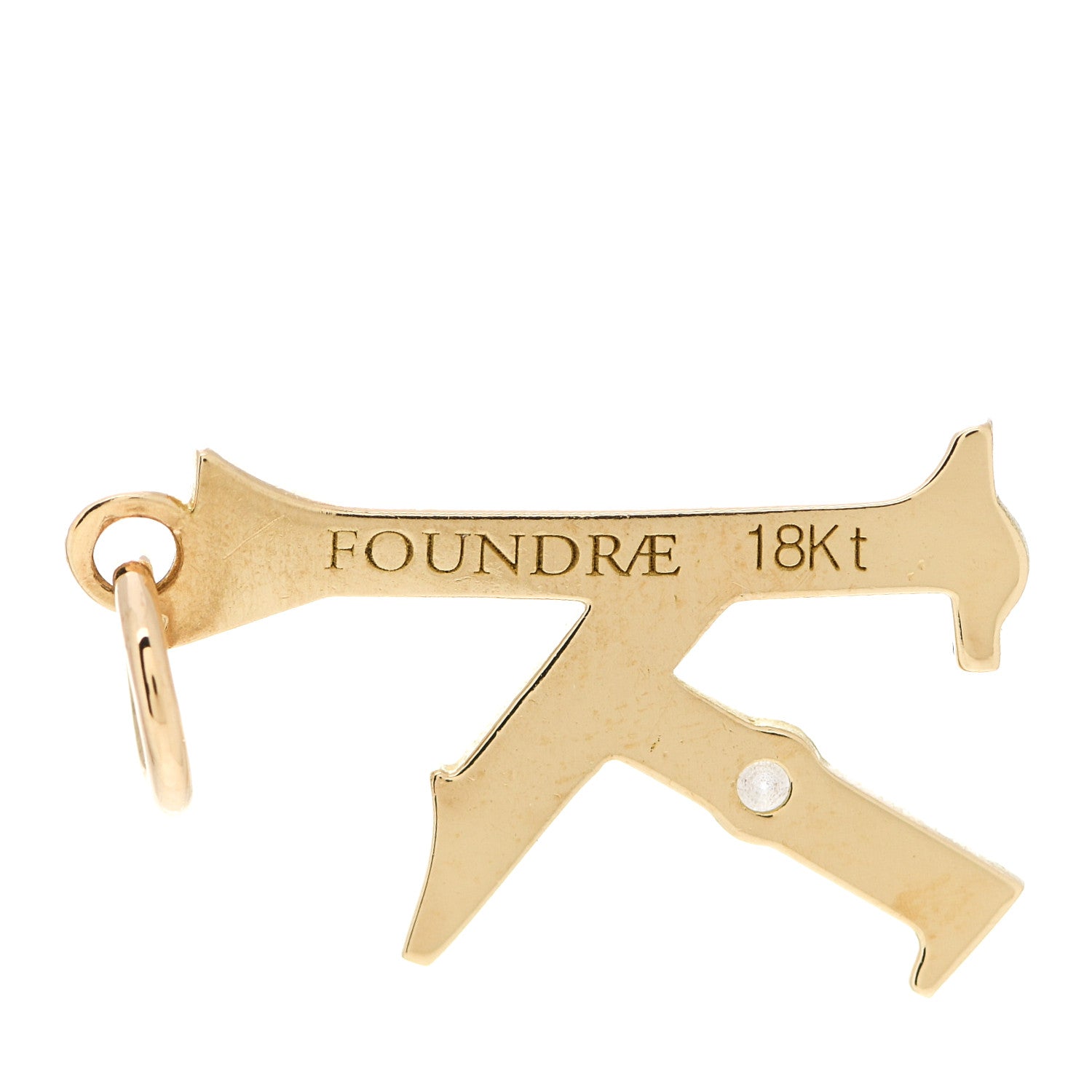 Foundrae 18K Yellow Gold Diamond Enamel Point Initial K Charm Red 3 of 4