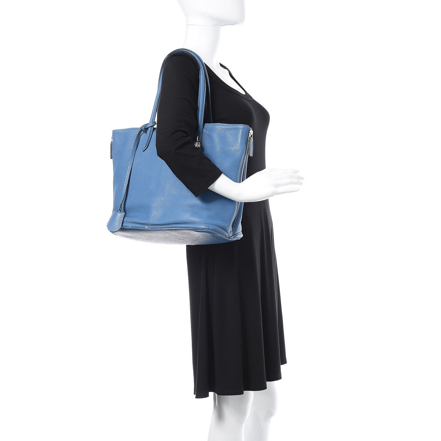 Alexander McQueen Pebbled Calfskin Skull Padlock Tote Blue 2 of 18