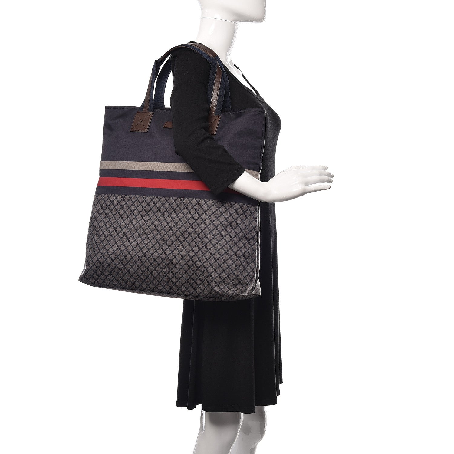 Gucci Nylon Diamante Web Tote Blue 2 of 14