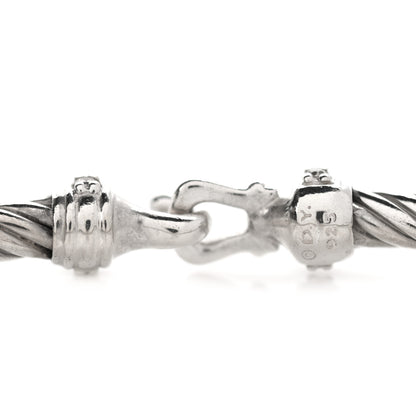 David Yurman Sterling Silver Diamond 3mm Cable Buckle Bracelet 4 of 5
