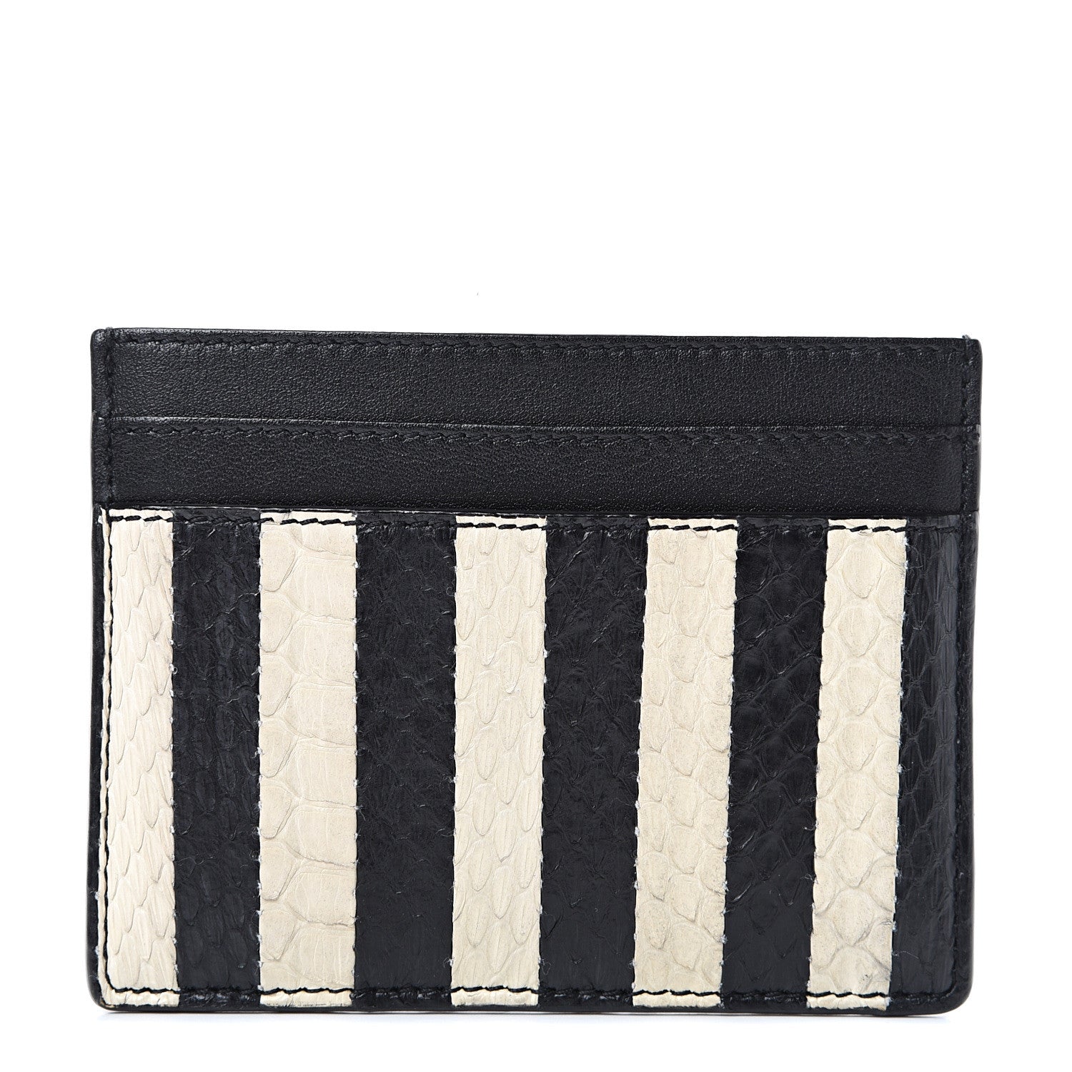 Saint Laurent Elaphe Striped Card Case Black 1 of 7