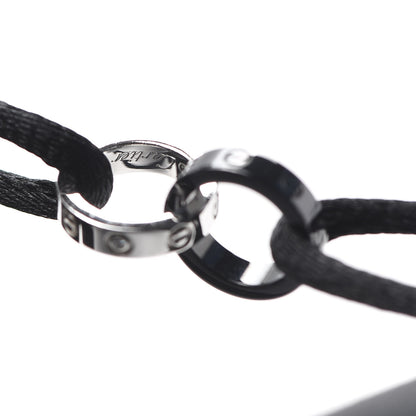 Cartier 18K White Gold Ceramic 4 Diamond LOVE Cord Bracelet Black 4 of 8