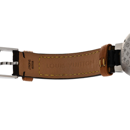 Louis Vuitton Stainless Steel Monogram Diamond 28mm Tambour Slim Quartz Watch 5 of 6