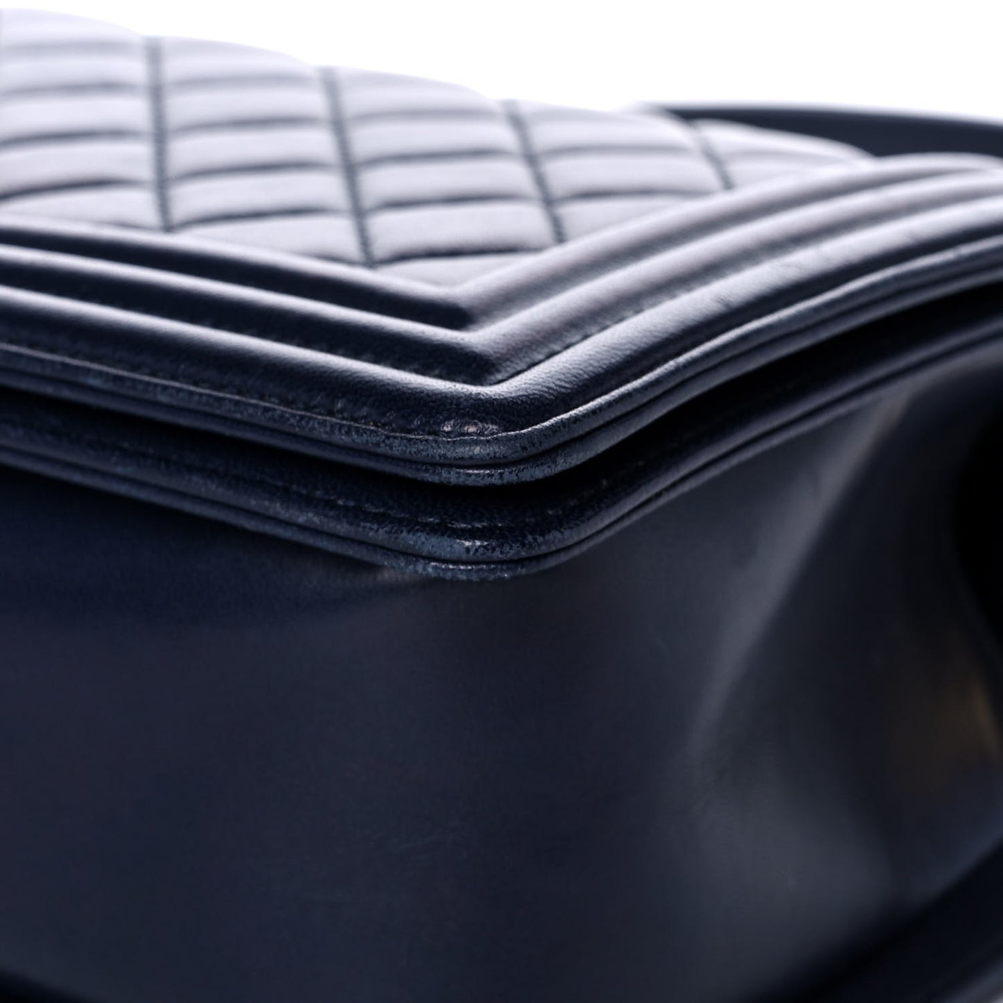 Lambskin Quilted Medium Boy Flap Dark Navy