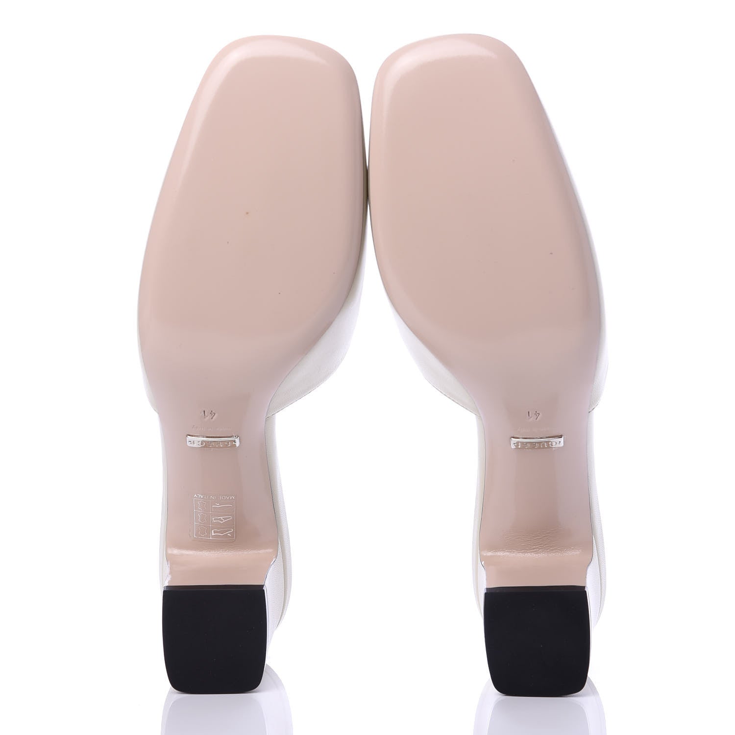 Gucci Malaga Kid Crystal Square G Madelyn Mules 41 Vintage White 5 of 10