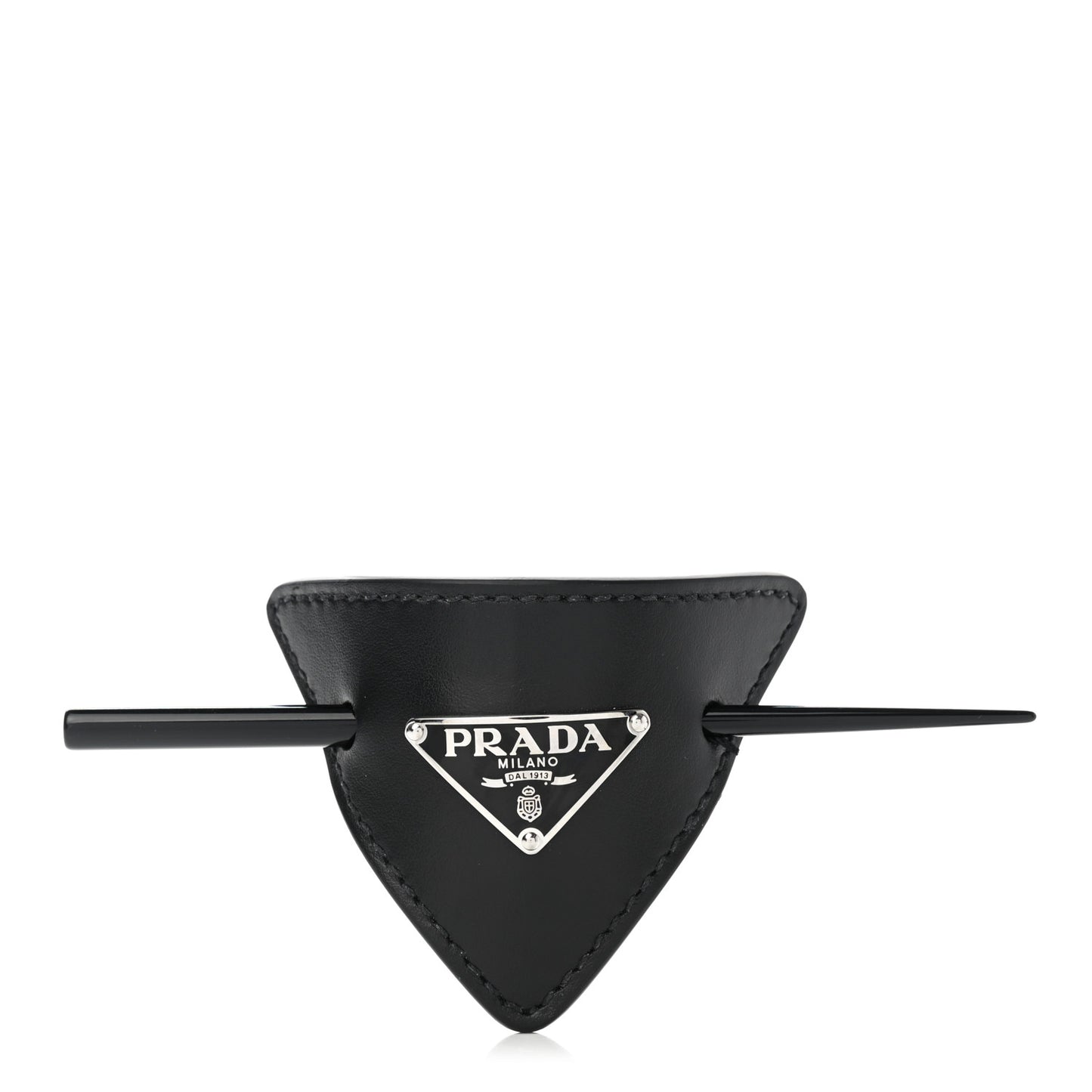 City Calfskin Hair Clip Black