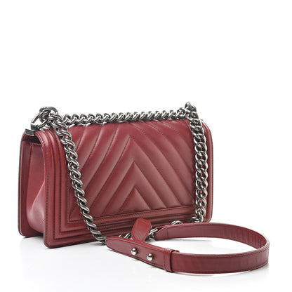 Chanel Calfskin Chevron Quilted Medium Boy Flap Red 3 of 17