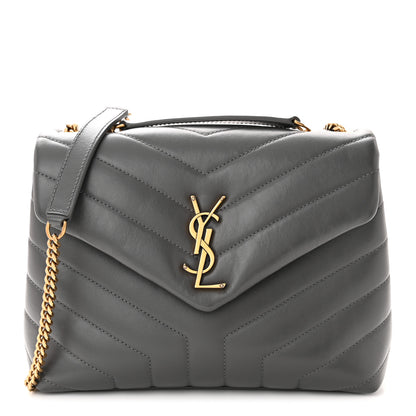 Saint Laurent Calfskin Y Quilted Monogram Small Loulou Chain Satchel Storm 1 of 10