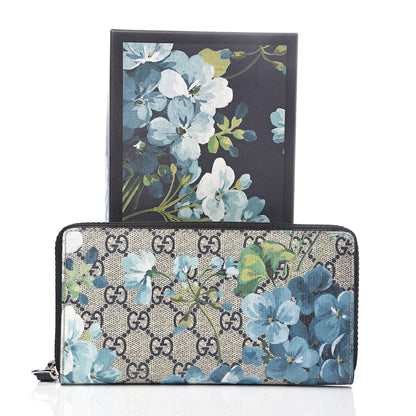 Gucci GG Supreme Monogram Blooms Zip Around Wallet Blue 6 of 6