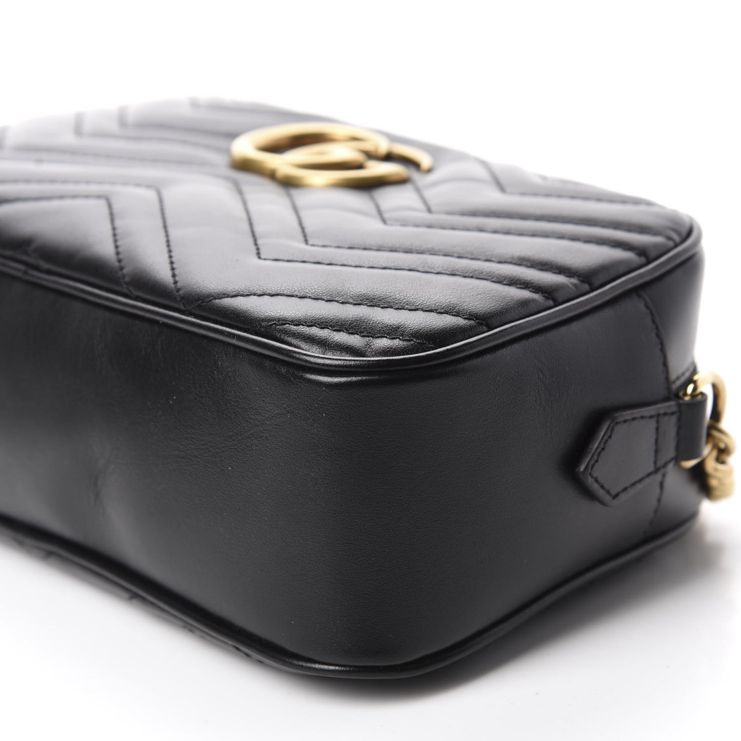 Calfskin Matelasse Small GG Marmont Chain Shoulder Bag Black