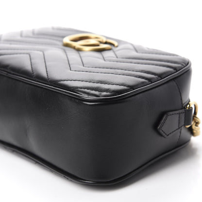 Gucci Calfskin Matelasse Small GG Marmont Chain Shoulder Bag Black 7 of 10