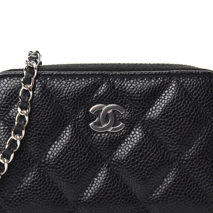 Chanel Caviar Quilted Zip Around Coin Purse Wallet On Chain Black 10 of 10