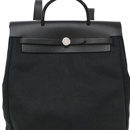 Hermes Toile Vache Calfskin Herbag 30 PM Backpack Black 7 of 11