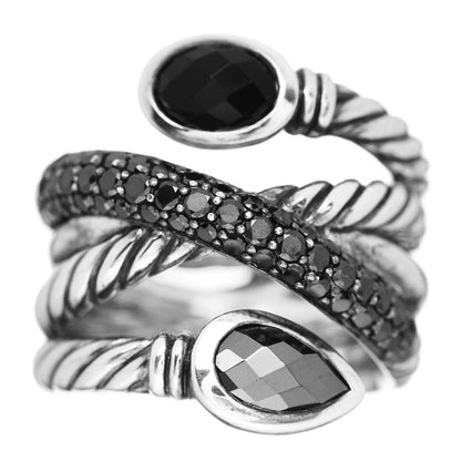 David Yurman Sterling Silver Black Diamond Hematite Black Onyx Renaissance Ring 51 5.75 1 of 5