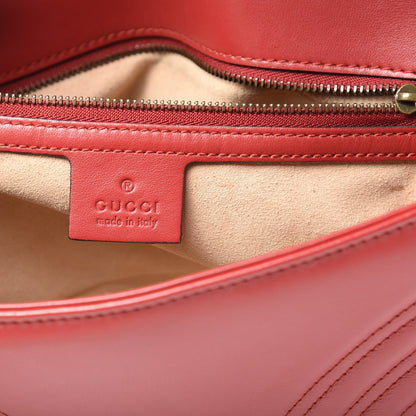Gucci Calfskin Matelasse Small GG Marmont Shoulder Bag Hibiscus Red 6 of 12