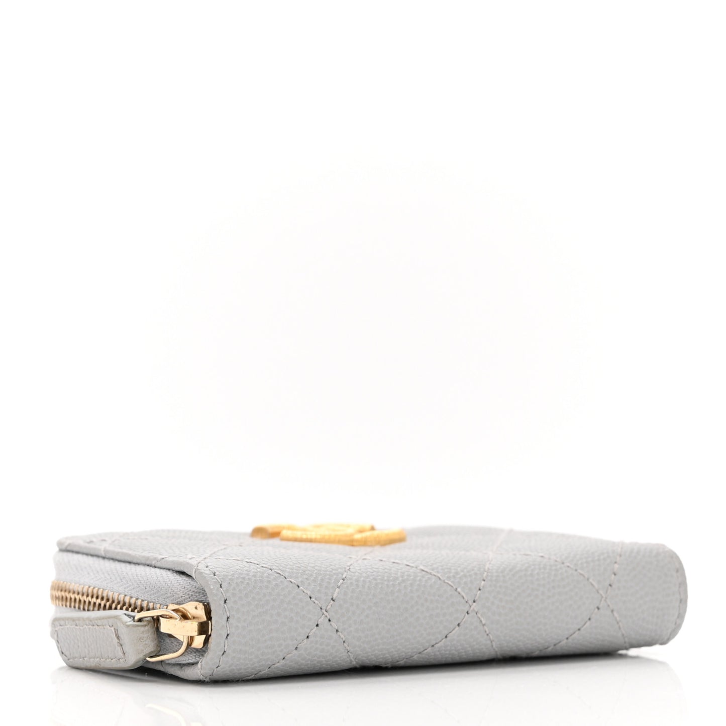 Caviar Quilted Zip Coin Purse Grey