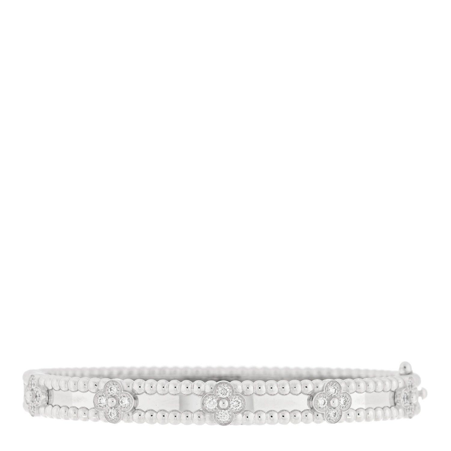 Van Cleef & Arpels 18K White Gold Diamond Perlee Sweet Clovers Bracelet XS 2 of 4