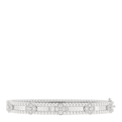 Van Cleef & Arpels 18K White Gold Diamond Perlee Sweet Clovers Bracelet XS 2 of 4