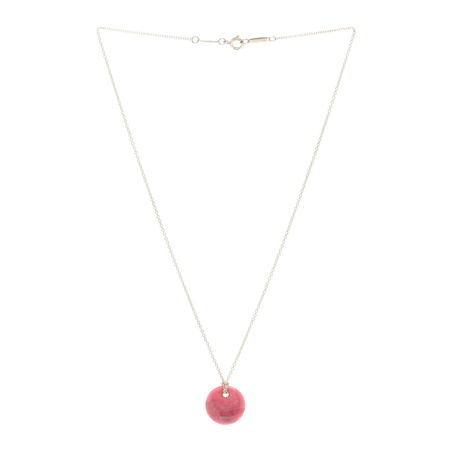 Sterling Silver Rhodonite Elsa Peretti Disc Necklace
