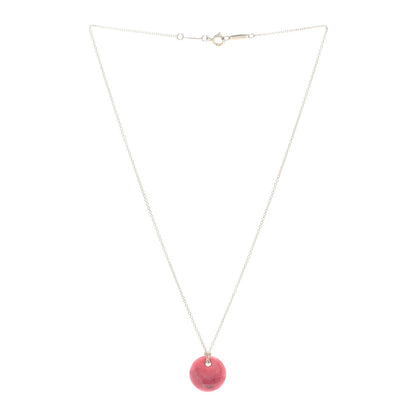Tiffany Sterling Silver Rhodonite Elsa Peretti Disc Necklace 2 of 3