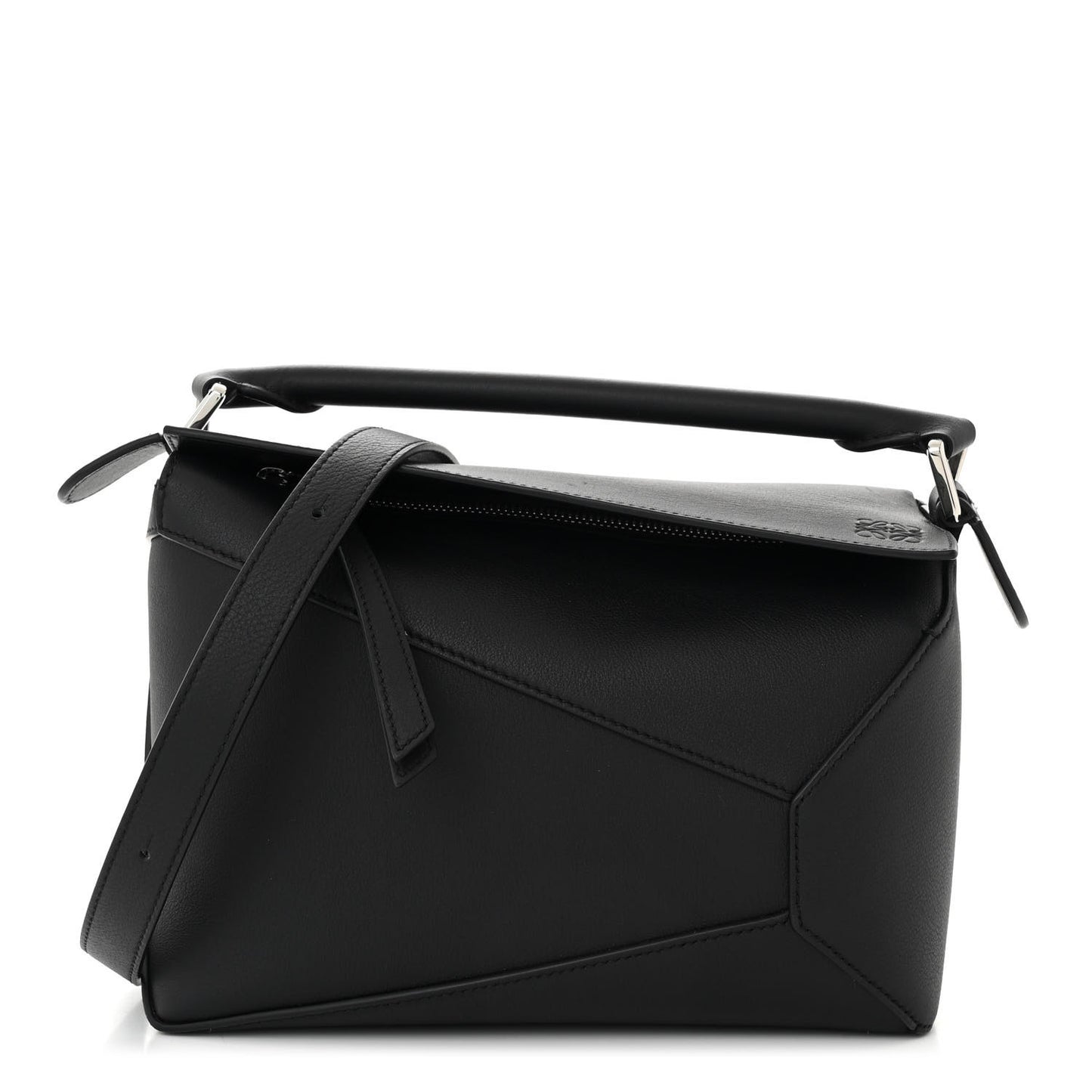 Calfskin Small Puzzle Edge Bag Black