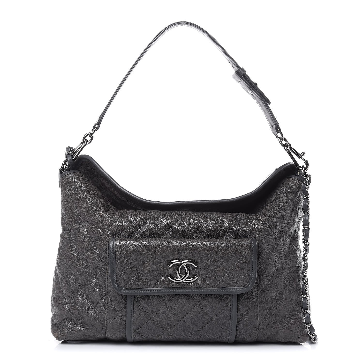 Chanel Caviar Quilted French Riviera Hobo Dark Grey 1 of 17