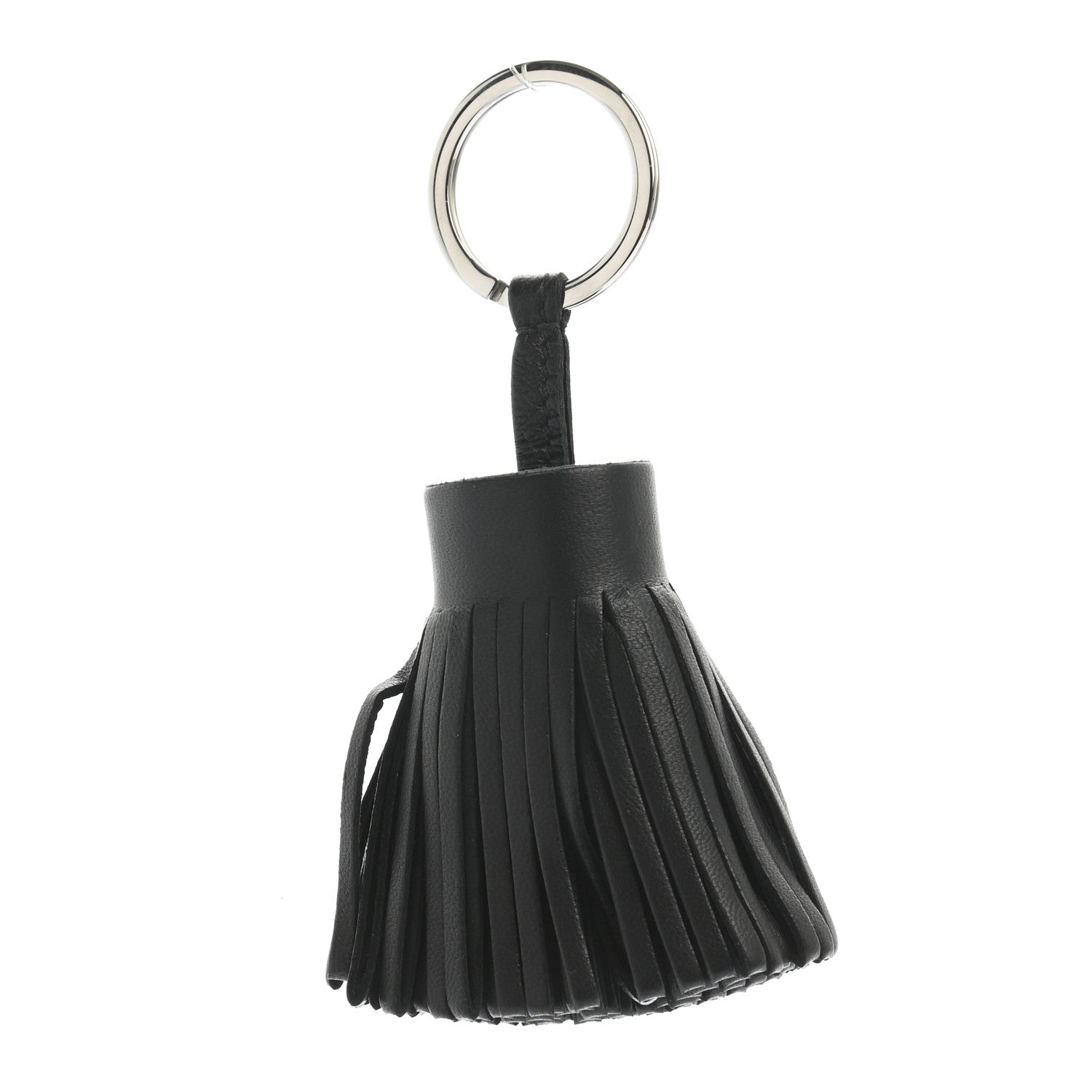 Hermes Lambskin Carmen Tassel Key Holder Black 1 of 6