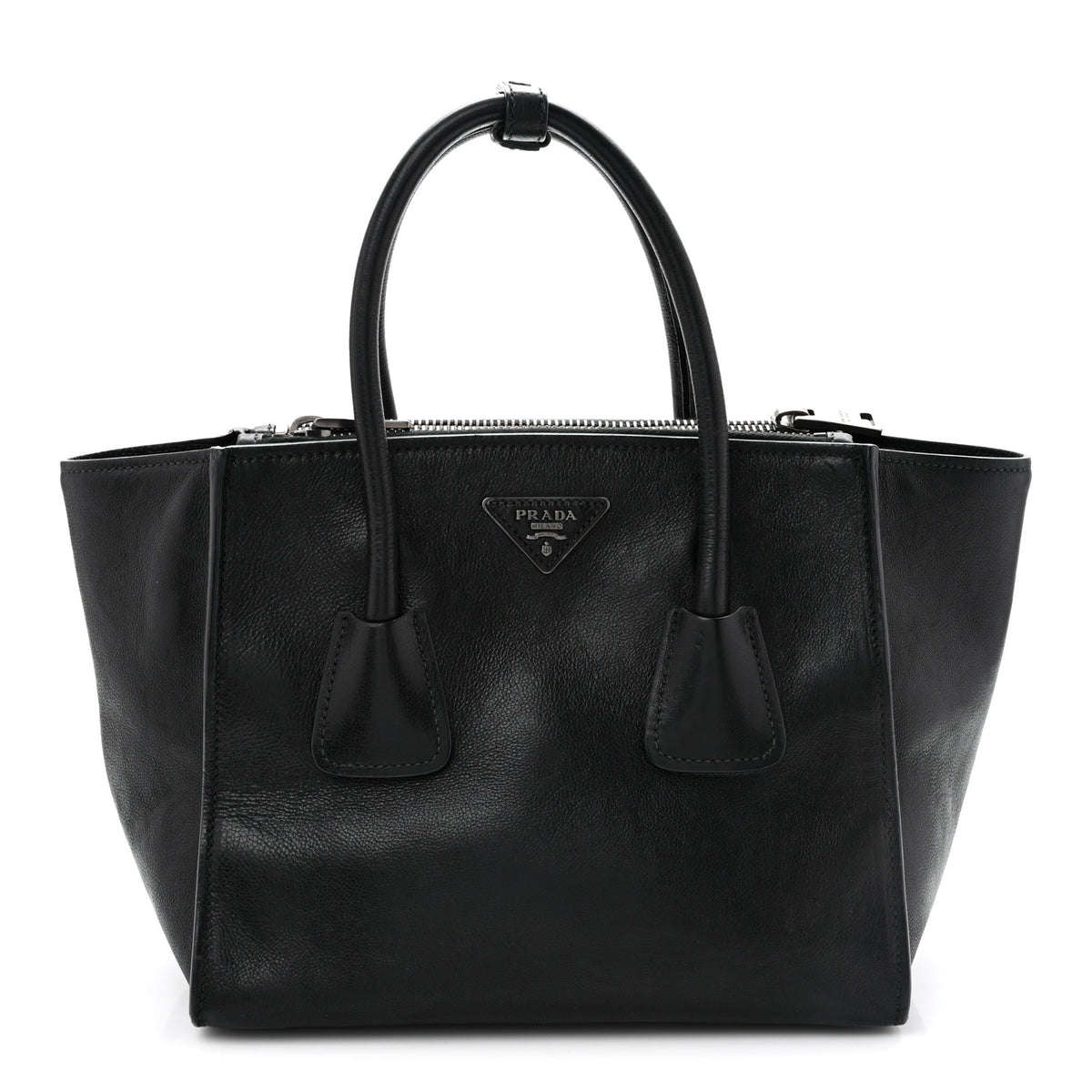 Glace Calf Twin Pocket Tote Black