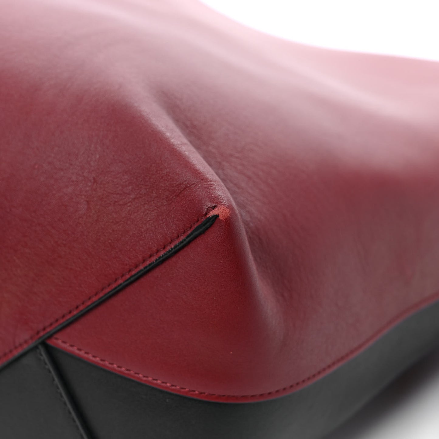 Shiny Smooth Calfskin Small Twisted Cabas Dark Ruby Navy