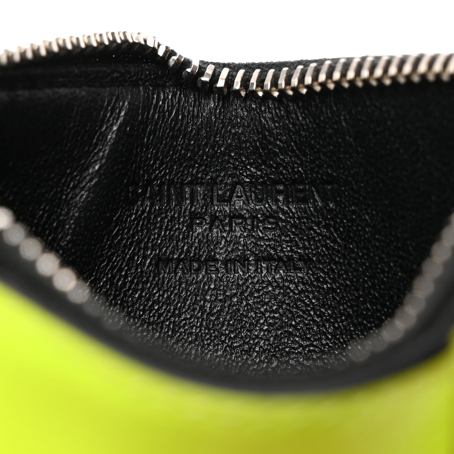 Saint Laurent Patent Calfskin 5 Fragments Zip Card Case Neon Yellow 6 of 8