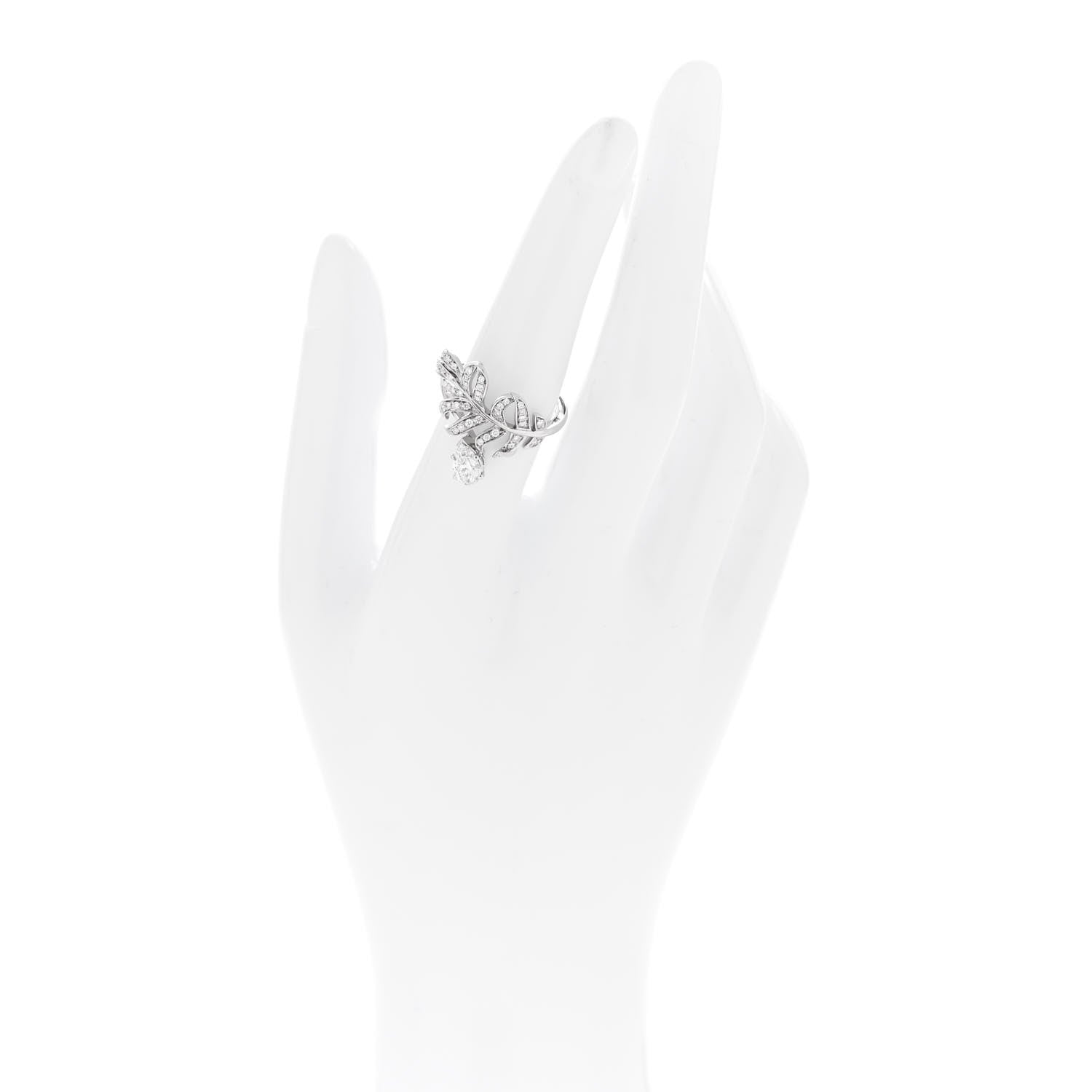 Chanel 18K White Gold Diamond Plume De Chanel Ring 53 6.5 2 of 5