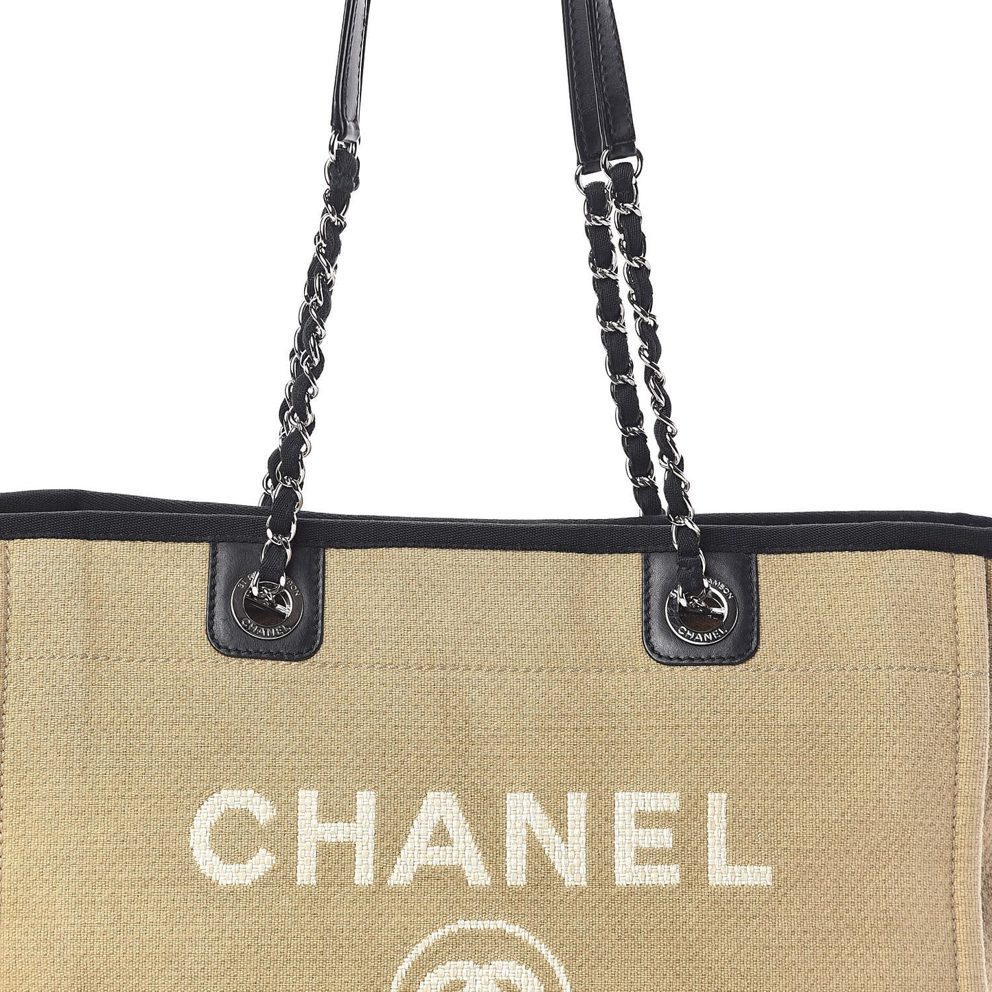 Canvas Large Deauville Tote Beige Black