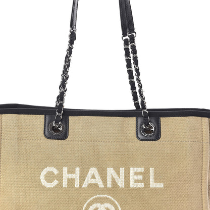 Chanel Canvas Large Deauville Tote Beige Black 8 of 10