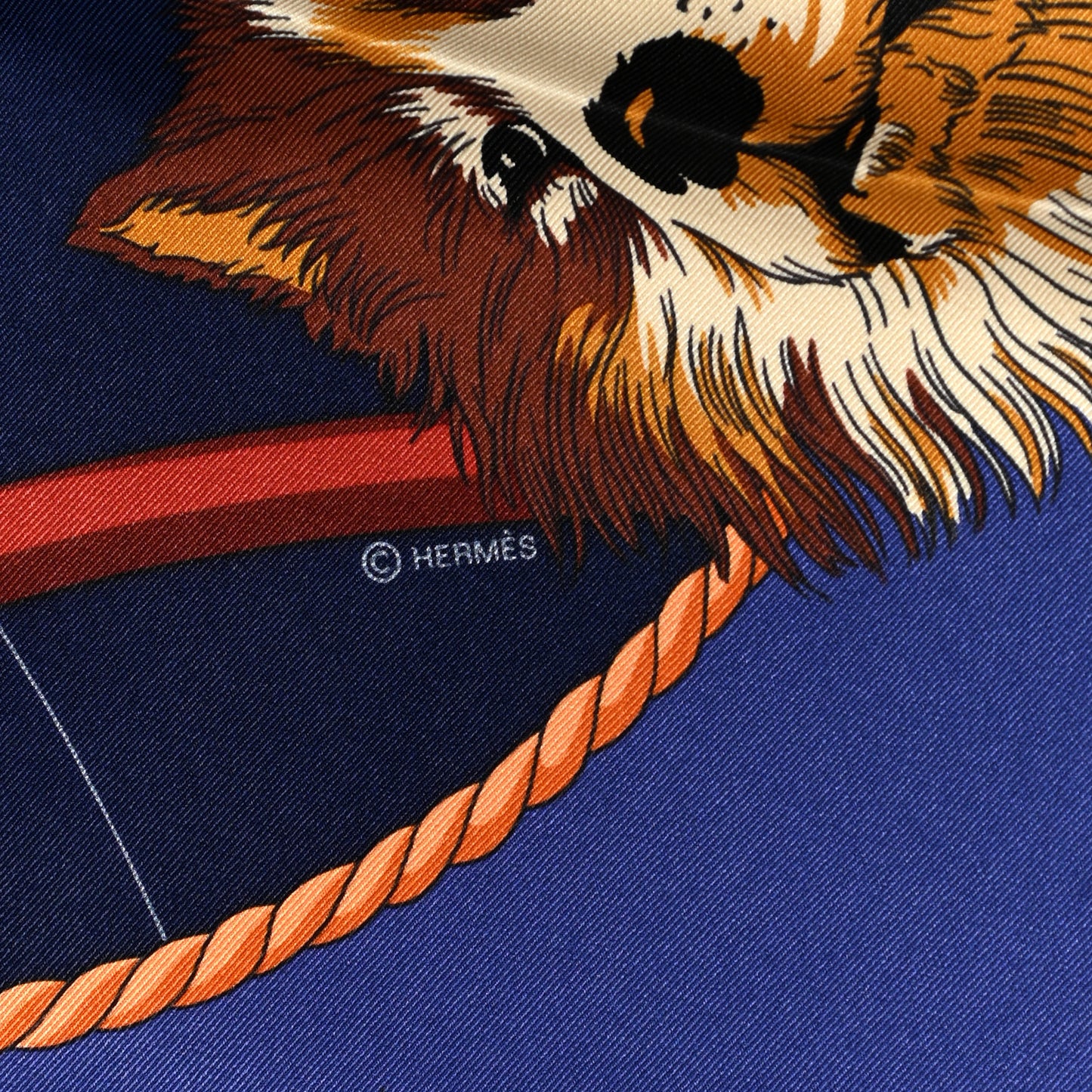 Silk Expeditions Polaire Francaise Scarf 70 Bleu Nuit Caban Cognac