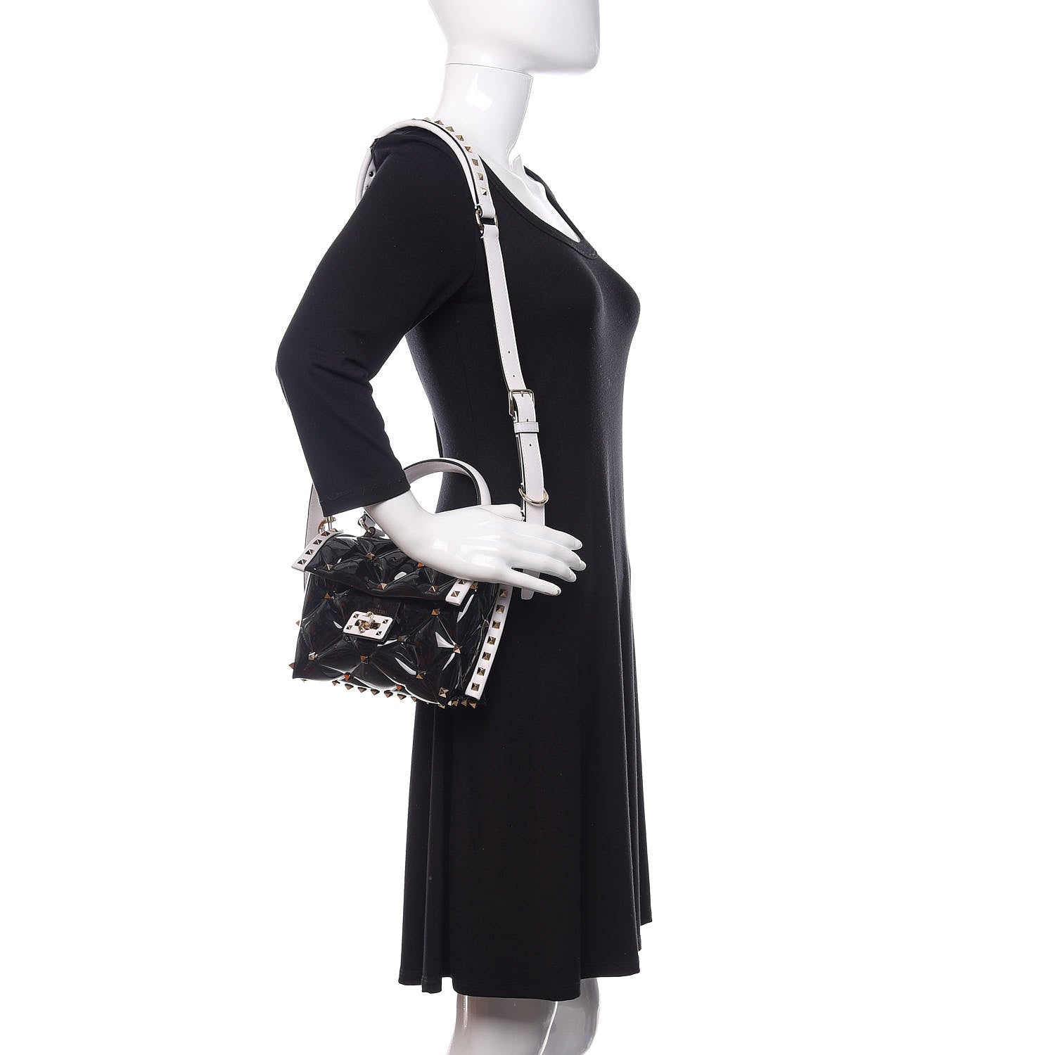 Valentino Garavani PVC Candystud Top Handle Bag Black White 2 of 10